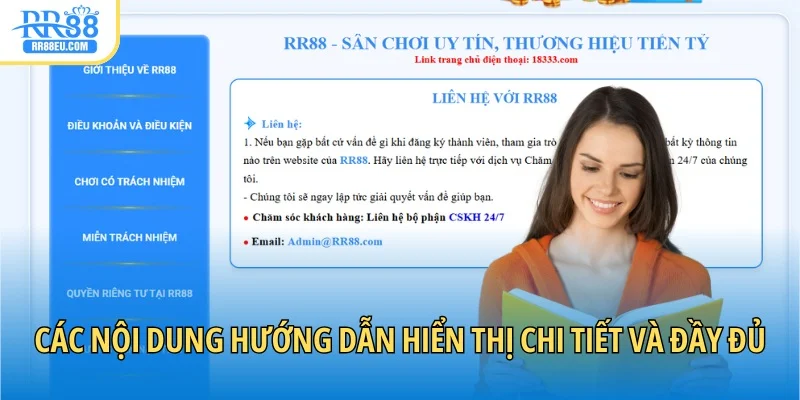 Các nội dung hướng dẫn hiển thị chi tiết và đầy đủ