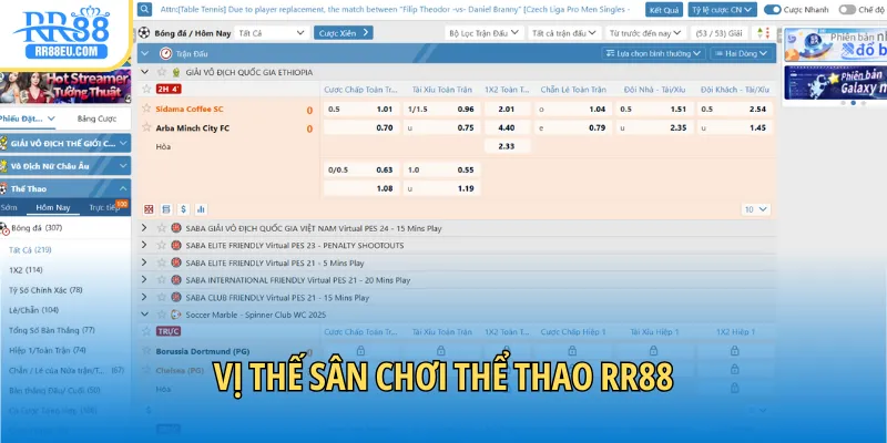 Vị thế sân chơi thể thao RR88